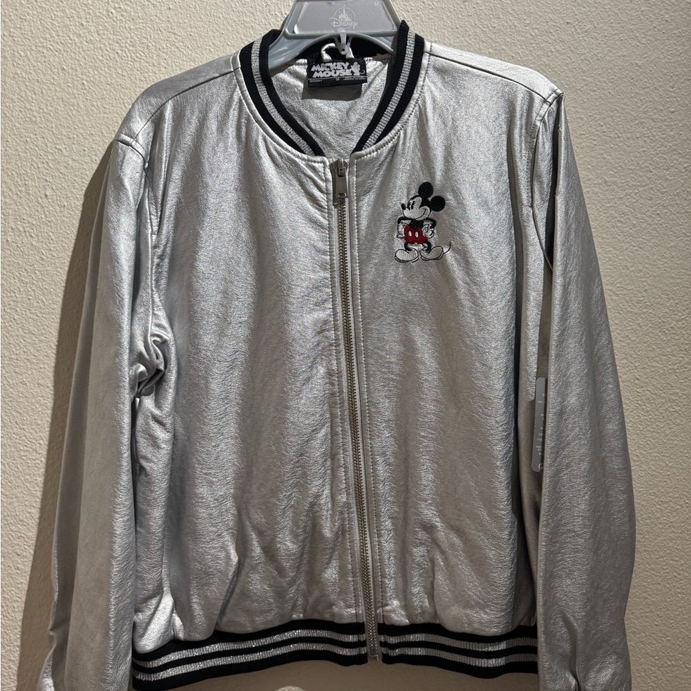 Disney Silver Bomber Jacket Varsity Style